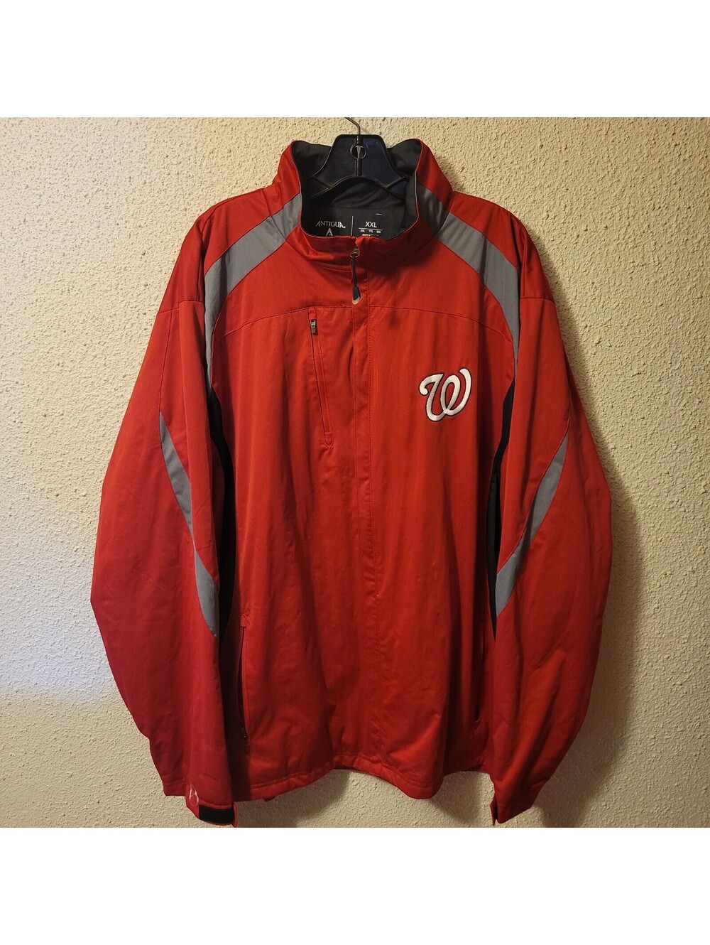 Washington Nationals Red/Gray Bomber Windbreaker Jacket Size XXL Antiqua